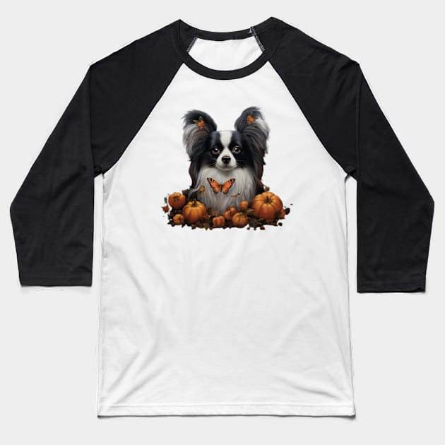 Papillon Halloween Baseball T-Shirt by NatashaCuteShop